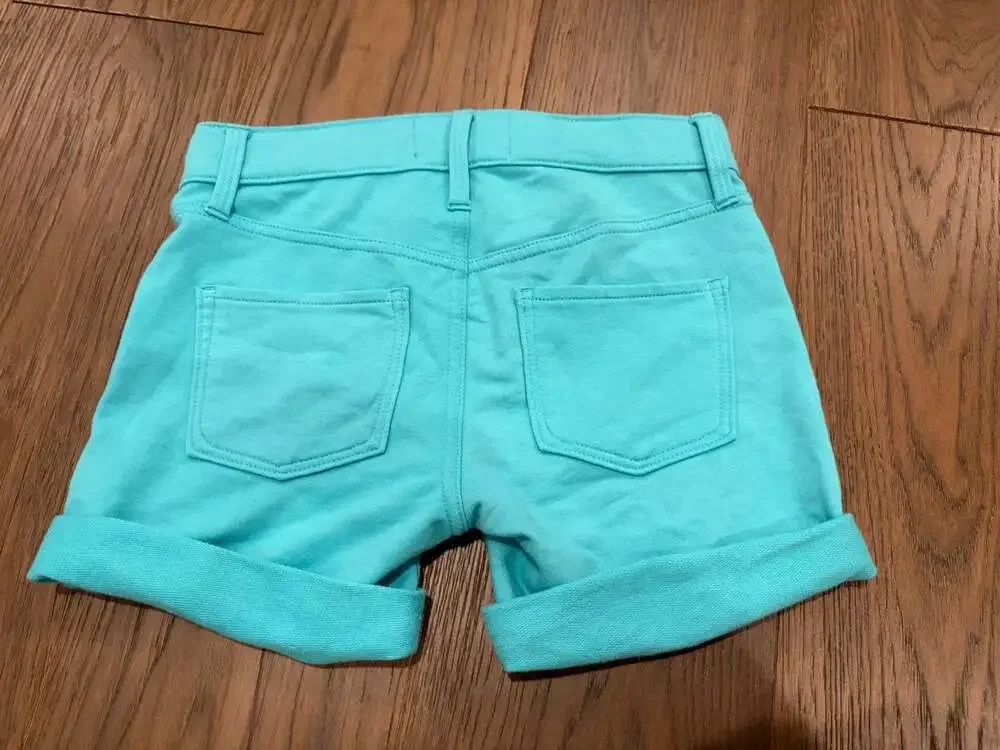 Old Navy Girls French Terry Rolled-Cuff Midi Shorts Aqua Size S (6-7)